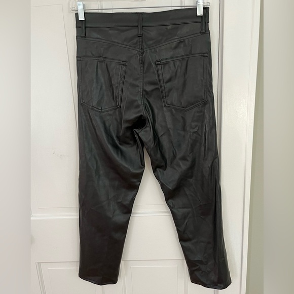 Gap Sky High Rise Faux Leather Cheeky Straight Pants Black Size 31/12R Chic Edgy - Picture 6 of 13